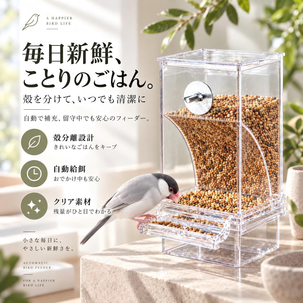 【2個セット】自動給餌器 鳥用 餌入れ バードフィーダー 小鳥用 インコ セキセイイ...