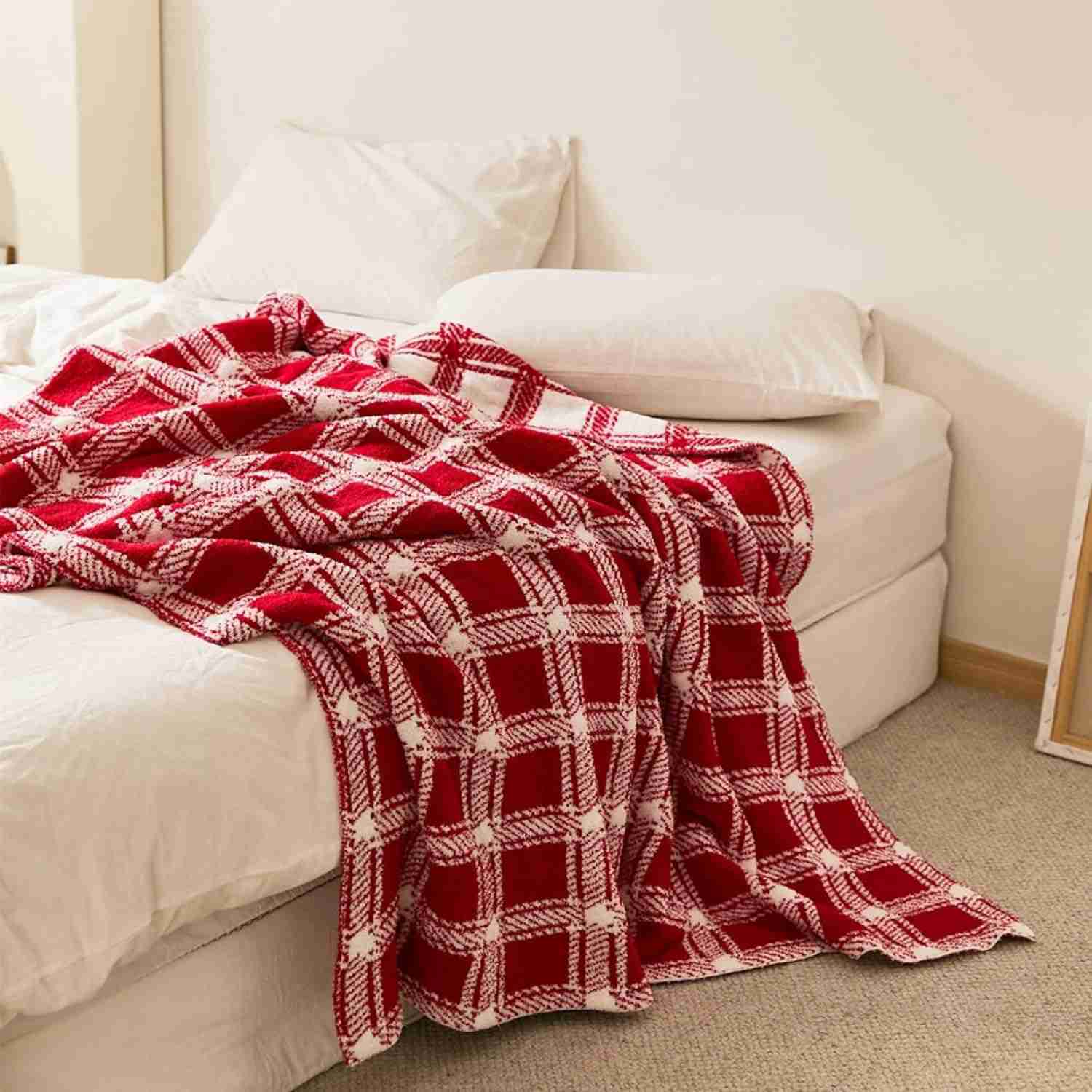 130x160cm レッド ギフト かわいい 大判 冬用 柔らかな肌触り エアコン対策 洗える おしゃれ 肩掛け 通気 軽量 シングル 夏用 毛布 ひざ掛け タータンチェック チェック柄 ブランケット