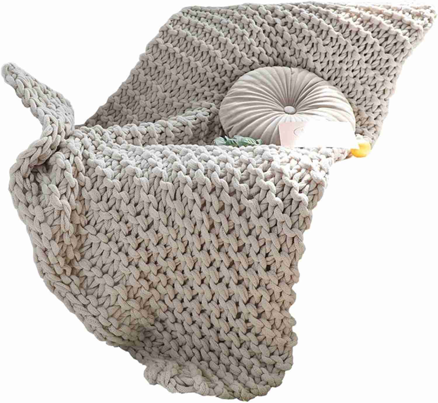 127x152 贈り物 撮影用 オフィス用 ソファー用 ベッド 四季適用 冷房対策 肌に優しい 柔らかい 暖かい ひざ掛け 軽量タイプ 可愛い 北欧 手編み 毛布 大判 ブランケット チャンキーニット