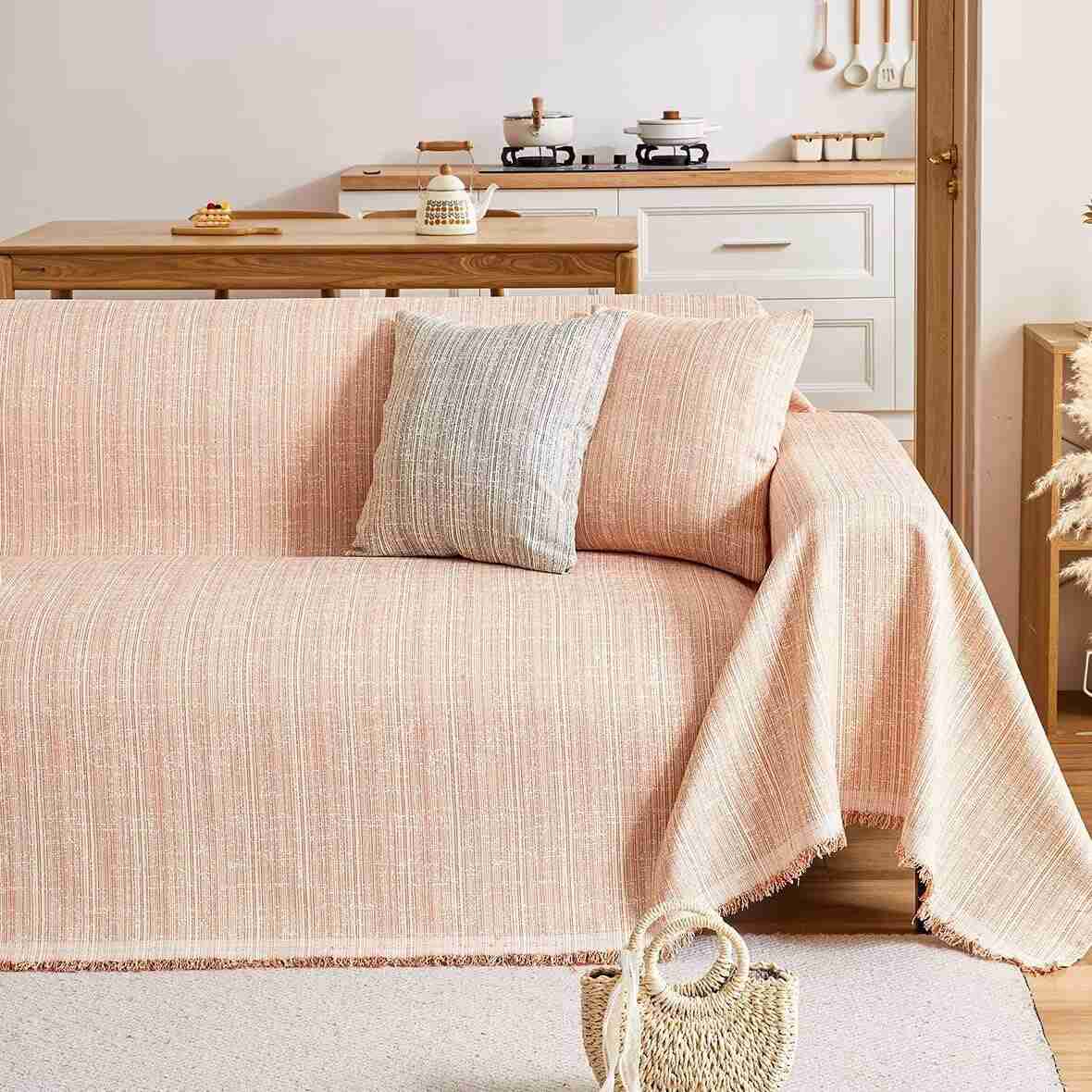 四 洗える 汚れ防止 キズ防止 防塵 保護カバー おしゃれ フリンジ付き リバーシブル 無地 ブランケット 多機能 おしゃれ 北欧風 肘なし 肘付き ソファカバー 長方形 マルチカバー ソファーカバー