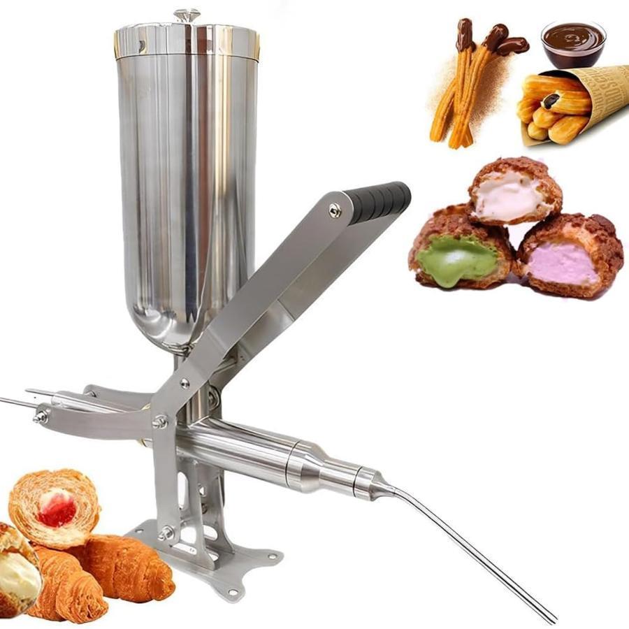 手動クリーム充填機 5L ドーナツ充填機 業務用 家庭用 ラテンフルーツ パン芯クリーム充填機 304ステンレス製 パフ充填用 チュロス チョコレート ジャム充填機