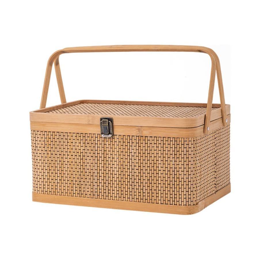 竹籠 竹篭 収納ケース 編まれた 天然素材 ふた付き 野点 茶道 茶道具 収納箱 フタ付き かご 収納 バス..