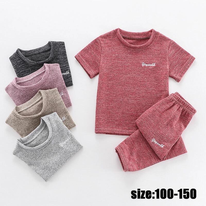 キッズ パジャマ 子供パジャマ 女の子 男の子 ベビー 夏 Tシャツ+長ズボン パンツ 薄手 半袖 ルームウェア 部屋着 無地 男女兼用 セットアップ かわいい おしゃれ 可愛い 寝巻き ナイトウェア 子供服 100 110 120 130 140 150 5色