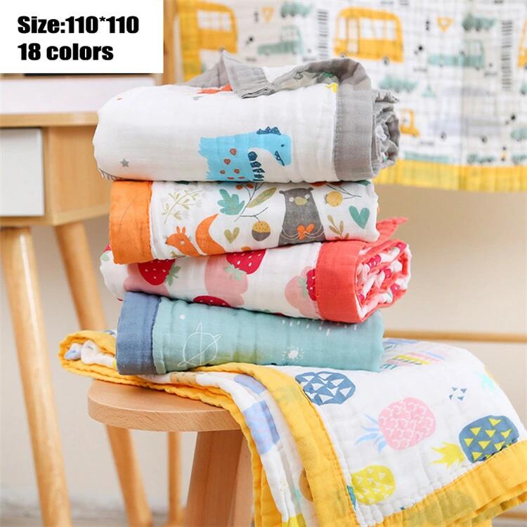 【初購入8％OFFクーポン】 子供用 110*110 バスタオル 純綿 赤ん坊 赤ちゃん ガーゼ 6階 水洗い 掛け布団 夏 つめたい布団 乳幼児 湯上りタオル 吸水速乾 凉しベビー こども キッズ 子ども