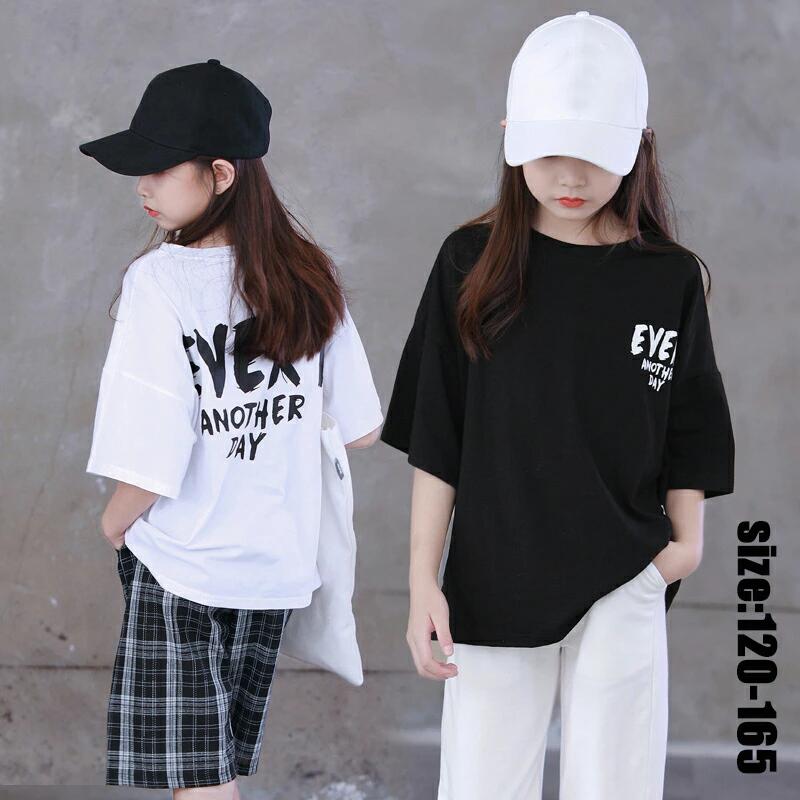 【ポイント5倍】 Tシャツ トップス 親子 お揃い 韓国子供服 コットン 春夏 女の子 プリント 五分袖 丸襟 おしゃれ 子ども服 ママ ゆったり カジュアル 可愛い ジュニア服 通学 卒園式/入学式/パーティ ホワイト ブラック 120-165cm