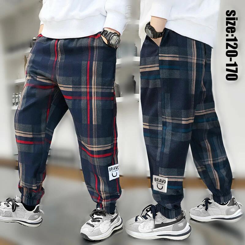 【ポイント8倍】 ロングパンツ ズボン 男の子 春秋 チェック柄 カジュアルパンツ 子供服 ボトムス キッズ こども スポーツパンツ 可愛い きれいめ ジュニア服 2色 120 130 140 150 160 170(4.0)