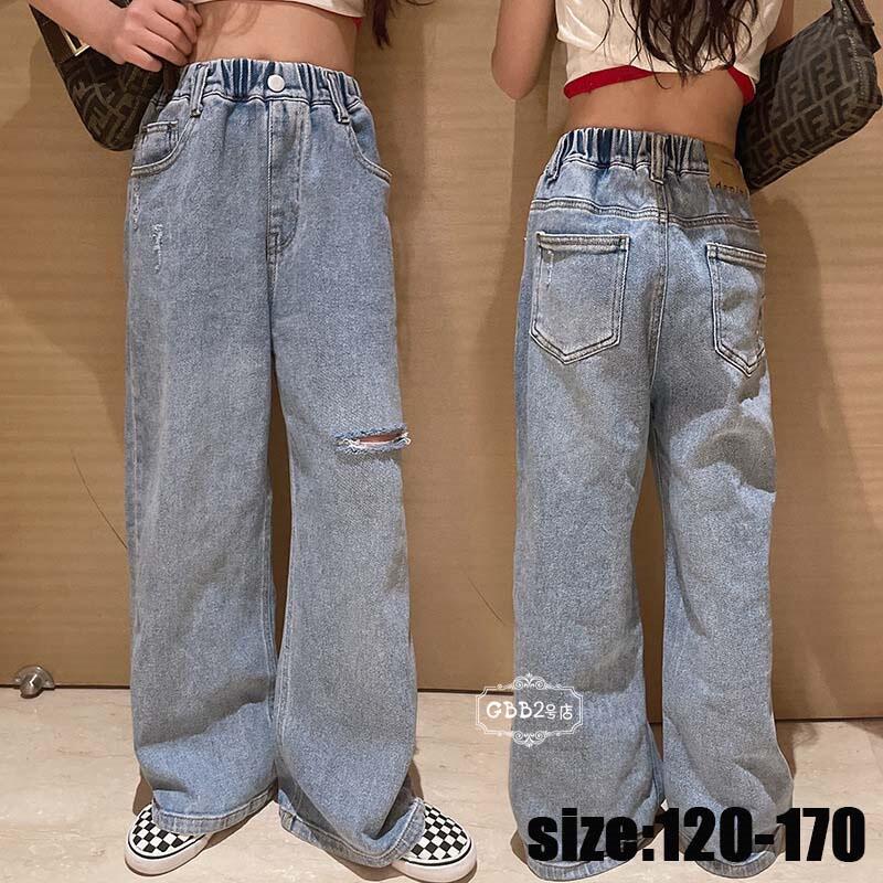 乐天商城 - ガウチョパンツ キッズデニムパンツ マキシ丈 子供服 デニムパンツ 長ズボン ワイドパンツ パンツ 春秋 女の子 ジーンズ カジュアル ロングパンツ ゆったり ボトムス キッズ 可愛い きれいめ //卒園式/入学式 120 130 140 150 160 170cm