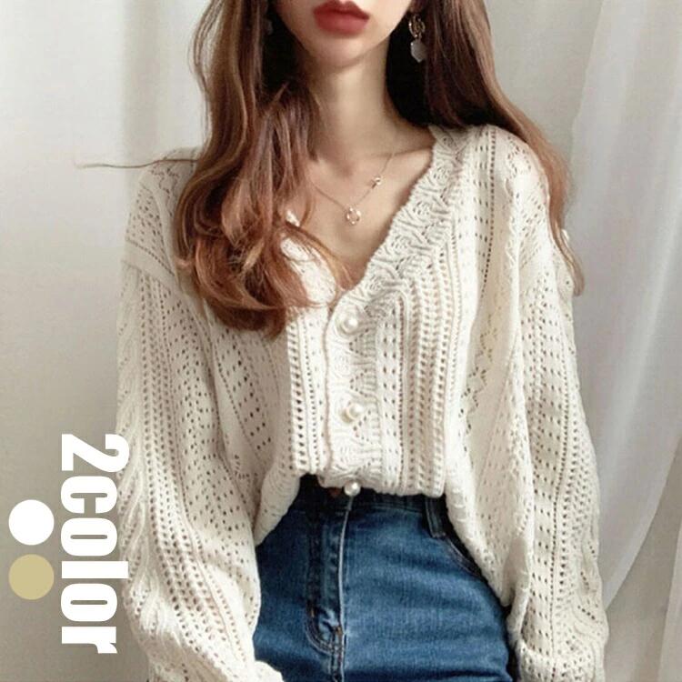乐天商城 - 【初購入8％OFFクーポン】 ニットカーディガン レディース 春秋 40代 ケーブル編み カーディガン 無地 ニット UVカット 薄手ガウン 通勤 カーディガン オシャレ 韓国風 優し 2色