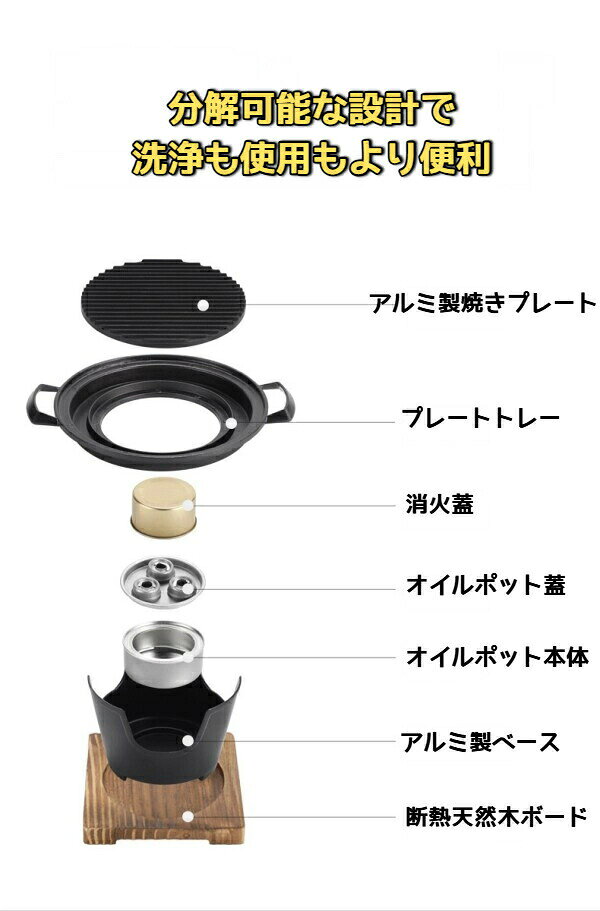 星STARの1セットのノンスティックバーベキューポット、ミニ家庭用バーベキューストーブ、高品質アルミニウム合金製、持ち運びと使用が簡単、複数のシーンでお手入れが簡単、燃料は自分で提供する必要があります、電気不要、家庭用キッチン、アウトドアキャンプ｜アングル3