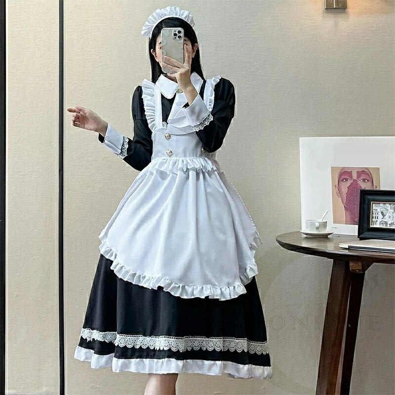 【初購入3500円以上7％OFFクーポン】 ハロウィン コスプレ メイド服 クラシック 長袖 ワンピース 洋服 仮装 コスチューム ドレス セクシー 大きいサイズ 喫茶 ロリータ ハロウィン パーティー 誕生日 クリスマス ロング丈 女の子 男の子 可愛い