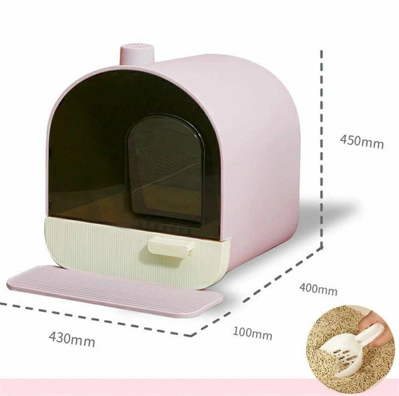 猫 トイレ フルカバー 猫トイレ お掃除簡単 マット付き 散らかりにくいネコトイレ キャットトイレ シンプル ペットトイレ おしゃれ 飛び散りにくい 大型猫 スコップ付き