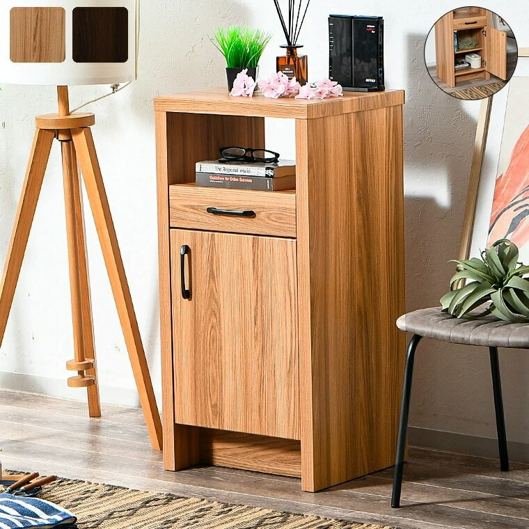ブランドなし電話台 FAX台ルーター収納 キャビネット 完成品 シェルフ 木製 幅45cm...