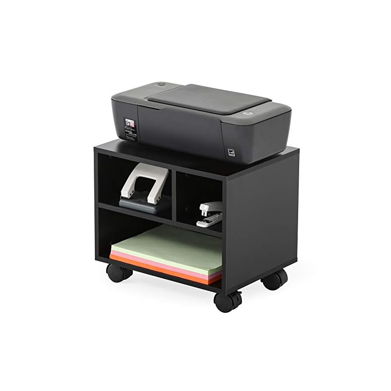 Documents Storage - プリンター台 木製プリンターラック キャスター付き プリンターワゴン キャスター/卓上両対応 プリンタスタンド PS304003WB