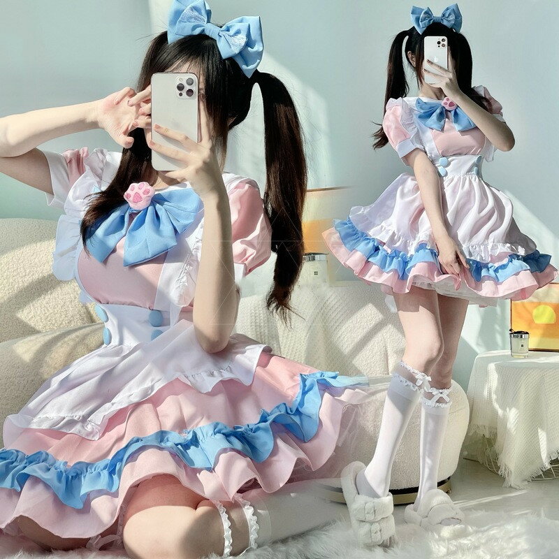 メイド 服 可愛い ゴスロリ 中華風 ロリータ ワンピース チャイナ ロリ ゴシック Lolita系 猫 メイド チャイナドレス ロリィタ 膝丈 スカート 萌え萌え 中華 少女ウェア 小悪魔 ハロウィン レディース 可愛い 二次元 ドレス 学園祭 文化祭 イベント クリスマス