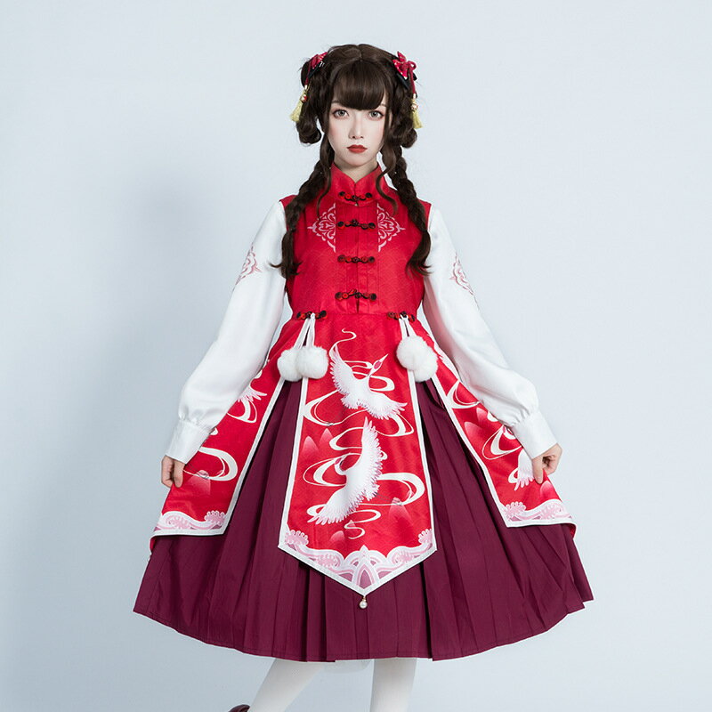 中華風ロリータ チャイナ ロリ ゴスロリ 中華風 ロリータ 中華 ワンピース ゴシック 2色あり Lolita系 チャイナドレス ロリィタ 膝丈 スカート 萌え萌え 中華 少女ウェア 小悪魔 ハロウィン レディース 可愛い 二次元 ドレス 学園祭 文化祭 イベント クリスマスH17