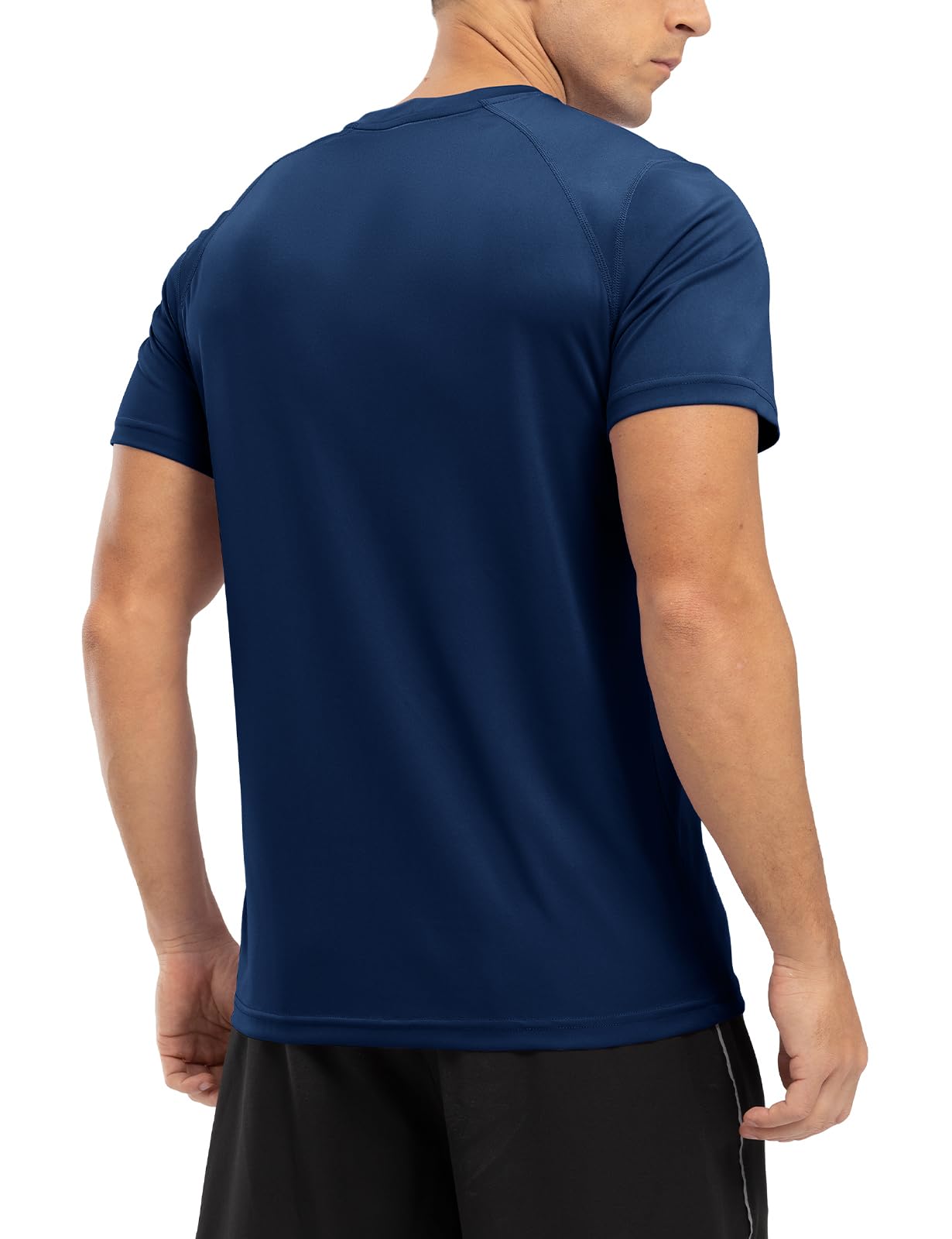 [YSENTO] ランニングシャツ メンズ トレーニングウェア 半袖 クルーネック スポーツシャツ ジムウェア ストレッチ ドライ Tシャツ UVカット フィットネス T-シャツ アウトドアシャツ 色：ネイビー、サイズ：M
