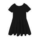 LittleSpring ワンピース 夏 キッズ 半袖 Aライン バッククロス カジュアル 子供服 女の子 色:ブラック、サイズ:110