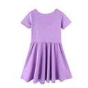 LittleSpring ワンピース 夏 キッズ 半袖 Aライン バッククロス カジュアル 子供服 女の子 色:パープル、サイズ:110