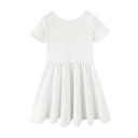 LittleSpring ワンピース 夏 キッズ 半袖 Aライン バッククロス カジュアル 子供服 女の子 色:ホワイト、サイズ:100