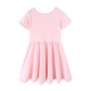 LittleSpring ワンピース 夏 キッズ 半袖 Aライン バッククロス カジュアル 子供服 女の子 色:ピンク、サイズ:110