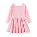LittleSpring キッズ ワンピース 綿 長袖 バッククロス 無地 部屋着 バレエ ダンス練習服 子供服 女の子 色:ピンク、サイズ:140