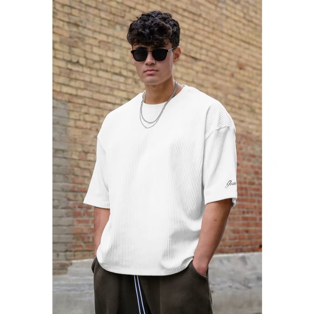 [KULIXI] ジムtシャツ メンズ ストレッチ 半袖 フィットネス トレーニング 筋トレ スポーツ おしゃれ オーバーサイズ 丸襟 五分袖 DX5268 色：5268(ベージュ)、サイズ：M