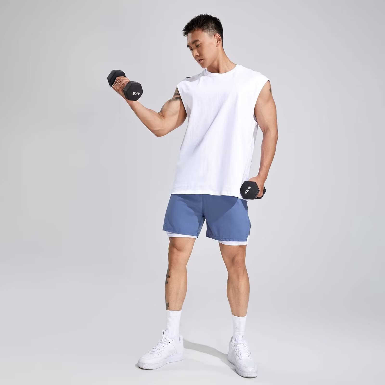 [KULIXI] タンクトップ メンズ トレーニング ノースリーブ ボディビル 筋トレ ジム Tシャツ トレーニング スポーツウェア トップス 大きなサイズ BX-0213 色：0213(ホワイト)、サイズ：L