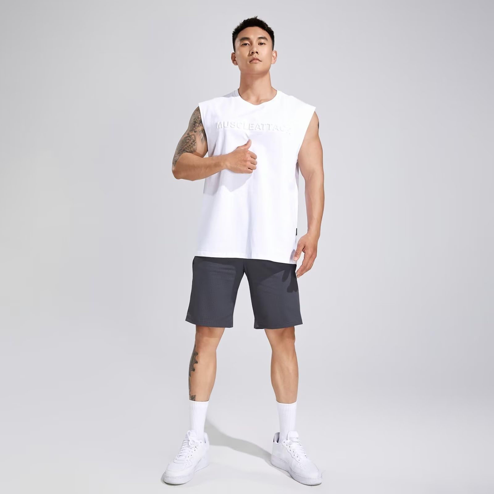 [KULIXI] タンクトップ メンズ トレーニング ノースリーブ ボディビル 筋トレ ジム Tシャツ トレーニング スポーツウェア トップス 大きなサイズ BX-0213 色：0223(ホワイト)、サイズ：2XL