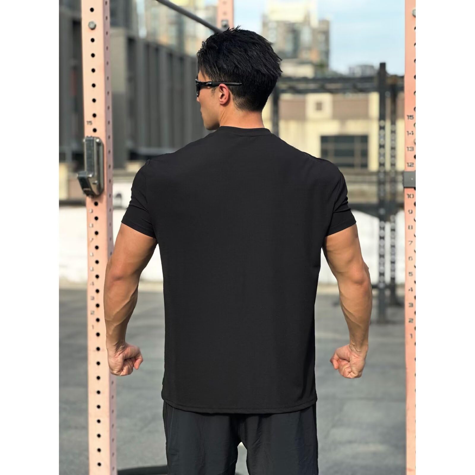 [KULIXI] トレーニングウェア メンズ ジム tシャツ スポーツ ストレッチ ハーフジッパー付き 格子模様 半袖 丸首 筋トレ フィットネス カジュアル アクティブ 無地 Tシャツ 5506 色：5506ハーフファスナー(ホワイト)、サイズ：XL