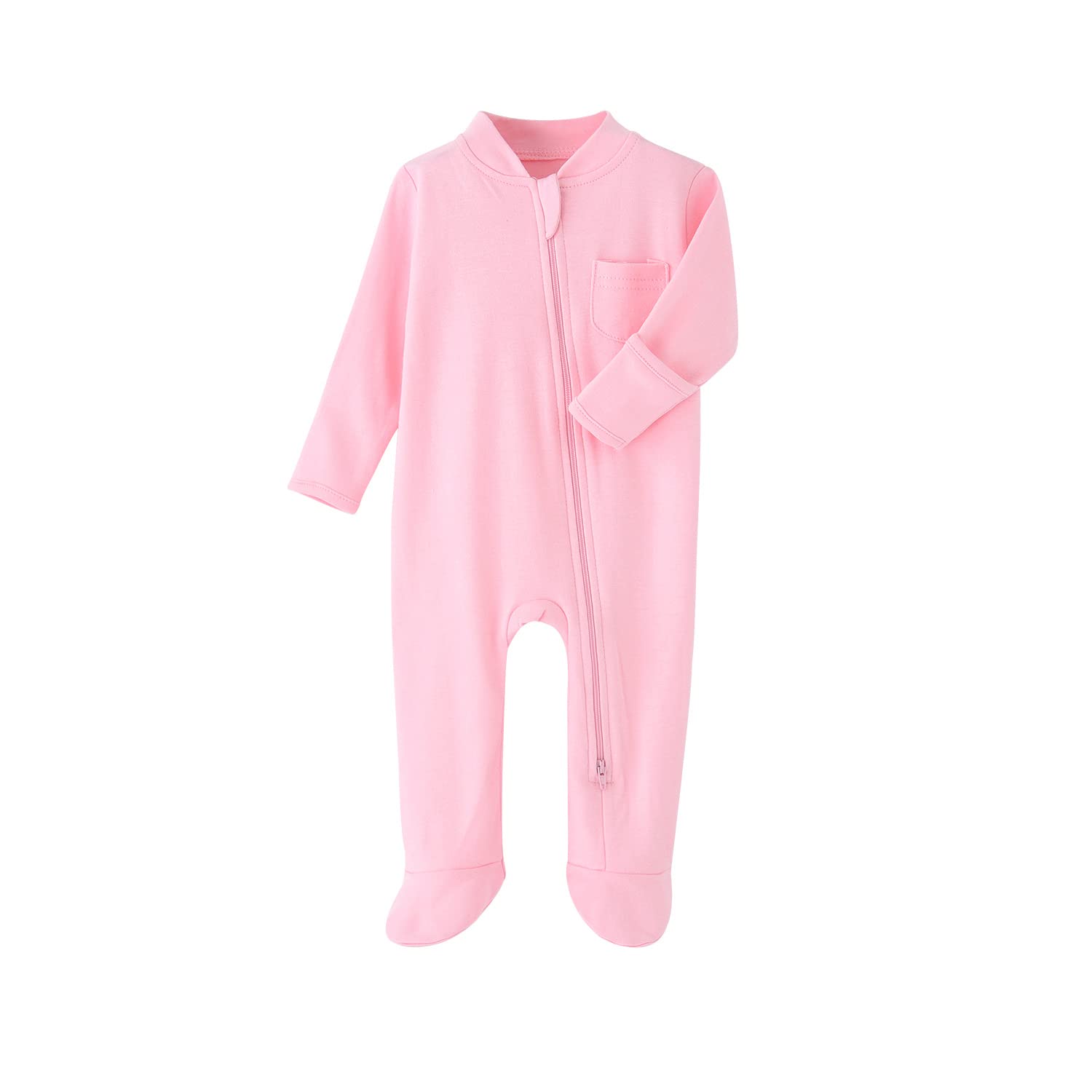 [KISBINI] ベビー服 ロンパース 長袖 カバーオール 綿 足つき 新生児肌着 前開き 赤ちゃん 出産祝い 春秋冬 ジッパー 3-6-9-12m 色：ピンク、サイズ：74cm/6-9ヶ月(4)