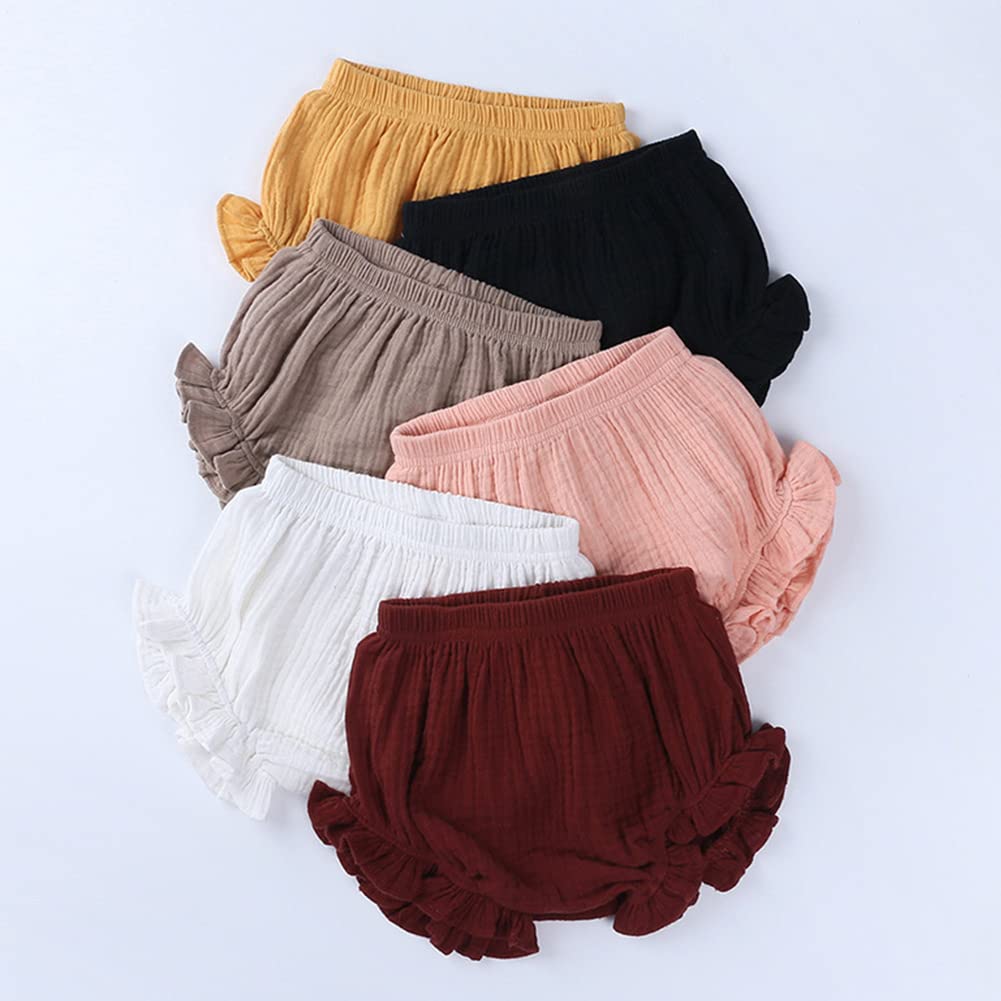 [KISBINI] ベビー服 オーバーパンツ ブルマ ショートパンツ カボチャパンツ 下着 2点 ガーゼ綿 肌着 トレーニングパンツかオムツの上に 通気 柔軟 夏服 赤ちゃん 新生児 ボトムス 可愛い キッズ 女の子 男の子 70 80 90 100 色：黒+ワイン、サイズ：70