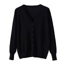 zuevi カーディガン レディース Vネック セーター ニット 長袖 無地 春秋冬 色:ブラック、サイズ:2XL