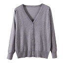 zuevi カーディガン レディース Vネック セーター ニット 長袖 無地 春秋冬 色:グレー、サイズ:2XL
