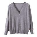 zuevi カーディガン レディース Vネック セーター ニット 長袖 無地 春秋冬 色:グレー、サイズ:XL
