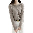 zuevi カーディガン レディース クルーネック セーター ニット 長袖 無地 春秋冬 色:キャメル、サイズ:XL