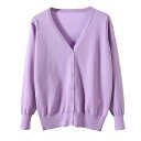 zuevi カーディガン レディース Vネック セーター ニット 長袖 無地 春秋冬 色:パープル、サイズ:3XL
