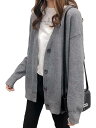 Wnodruke ニット カーディガン レディース 無地 シンプル 長袖 ボタン トップス カジュアル 春 秋 冬 WN039 色:グレー、サイズ:Free S...