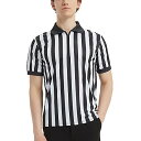TOPTIE 審判用ウェア レフェリー 半袖シャツ メンズスポーツ サッカー レフリーシャツ ジッパー付き 色:ブラック、サイズ:S