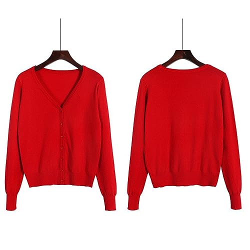 zuevi カーディガン レディース Vネック セーター ニット 長袖 無地 春秋冬 色：ネイビー、サイズ：XL