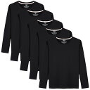 Sukinana インナーシャツ メンズ 肌着 5点セット 綿100% 長袖 tシャツ 丸首 防菌防臭 柔らかい 快適 メンズ 服 春 秋 冬 色:ブラック、サ...
