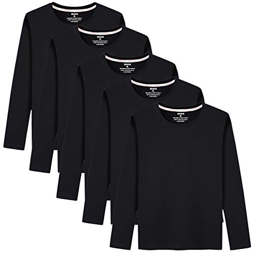 Sukinana インナーシャツ メンズ 肌着 5点セット 綿100% 長袖 tシャツ 丸首 防菌防臭 柔らかい 快適 メンズ 服 春 秋 冬 色:ブラック、サイズ:2XL Sukinana インナーシャツ メンズ 肌着 5点セット 綿100% 長袖 tシャツ 丸首 防菌防臭 柔らかい 快適 メンズ 服 春 秋 冬 色:ブラック、サイズ:2XL