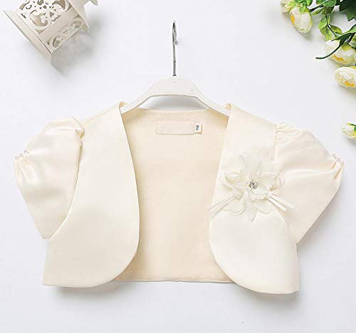 [VIISEN] 子供 ボレロ 長袖/半袖ドレス ボレロ カーディガン 花飾 結婚式 ボレロ 子供服 女の子 キッズ フォーマル ボレロ 入学式 入園式 卒園式 発表会 演奏会 100-160cm 色：シャンパン、サイズ：110