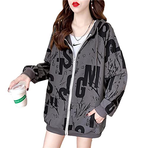fyetemon 韓国風 ファッション レディース パーカー フード付 ジャケット ゆったり コート ジャンパー 体型カバー ブルゾン 薄手 色:グレー、サイズ:M fyetemon 韓国風 ファッション レディース パーカー フード付 ジャケット ゆったり コート ジャンパー 体型カバー ブルゾン 薄手 色:グレー、サイズ:M