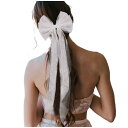 FASELE 髪飾り 長いリボン ヘアアクセサリー 美しい チュール リボン ヘアクリップ蝶結び 森ガール 姫系 パール ヘアリボン 花嫁 結婚式 誕生日 パーティー 発表会 演奏会 色:パール付きチュール/ホワイト(4)
