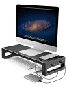 VAYDEER モニター台 USB 3.0 ディスプレイ 台 pc モニタースタンド パソコン台 机上台 卓上 高速データ転送 キーボード収納 プリンタ台 アルミ製 ブラック 幅54cm(2)
