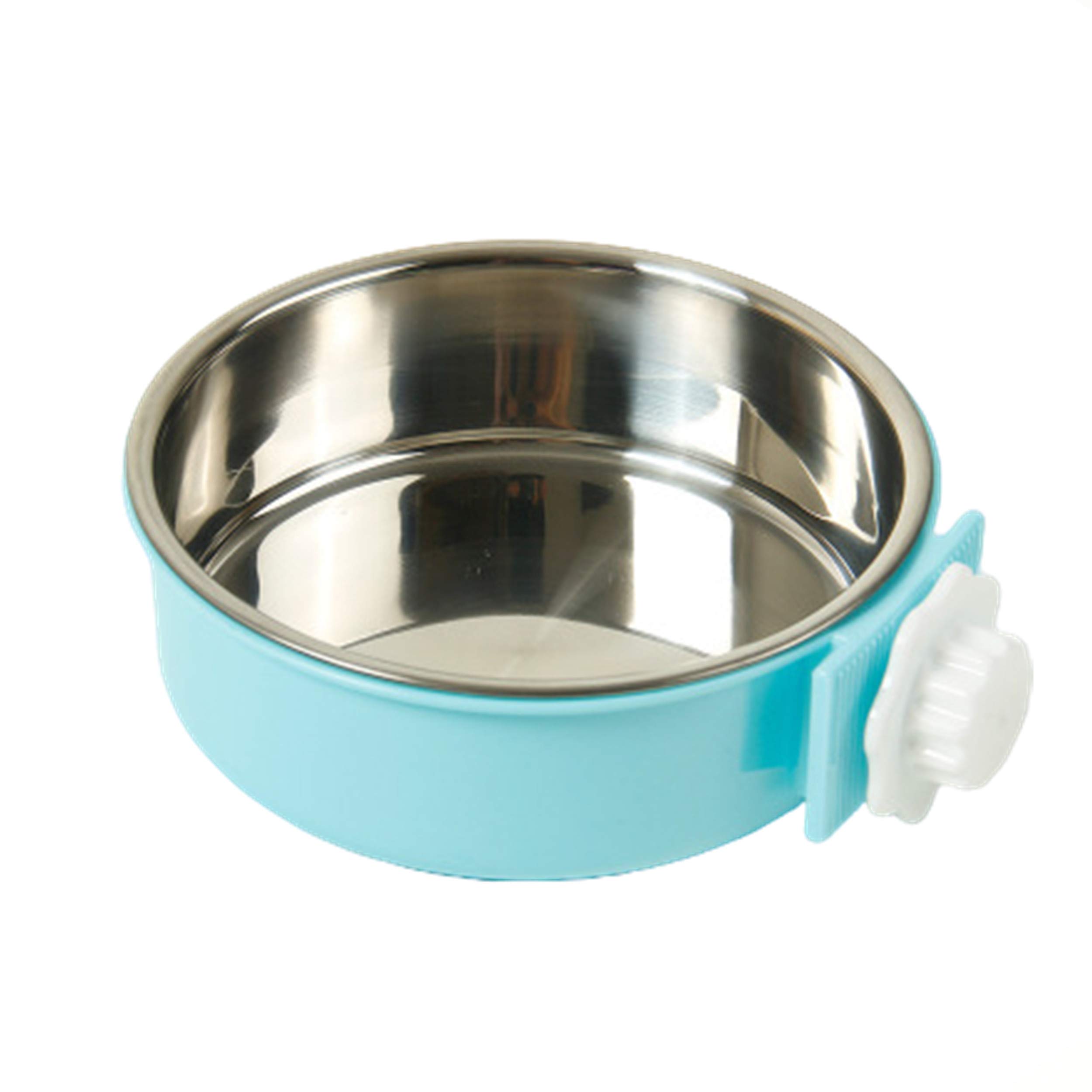 THAIN ペットボウル ハンガー ゲージ用 犬猫用 フード ボウル ウォーターボウル ペット食器 犬用食器 餌皿 ステンレス製 (L, ブルー)