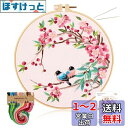 ALLMIRA 刺繍キット 初心者 セット ししゅうキット 刺しゅう クロスステッチ 手作り DIY刺繍工具 刺繍 枠 20CM1本 刺繍糸 刺繍用布1枚 刺繍針2本 英語説明書付き (鳥と花 1個入)(3)
