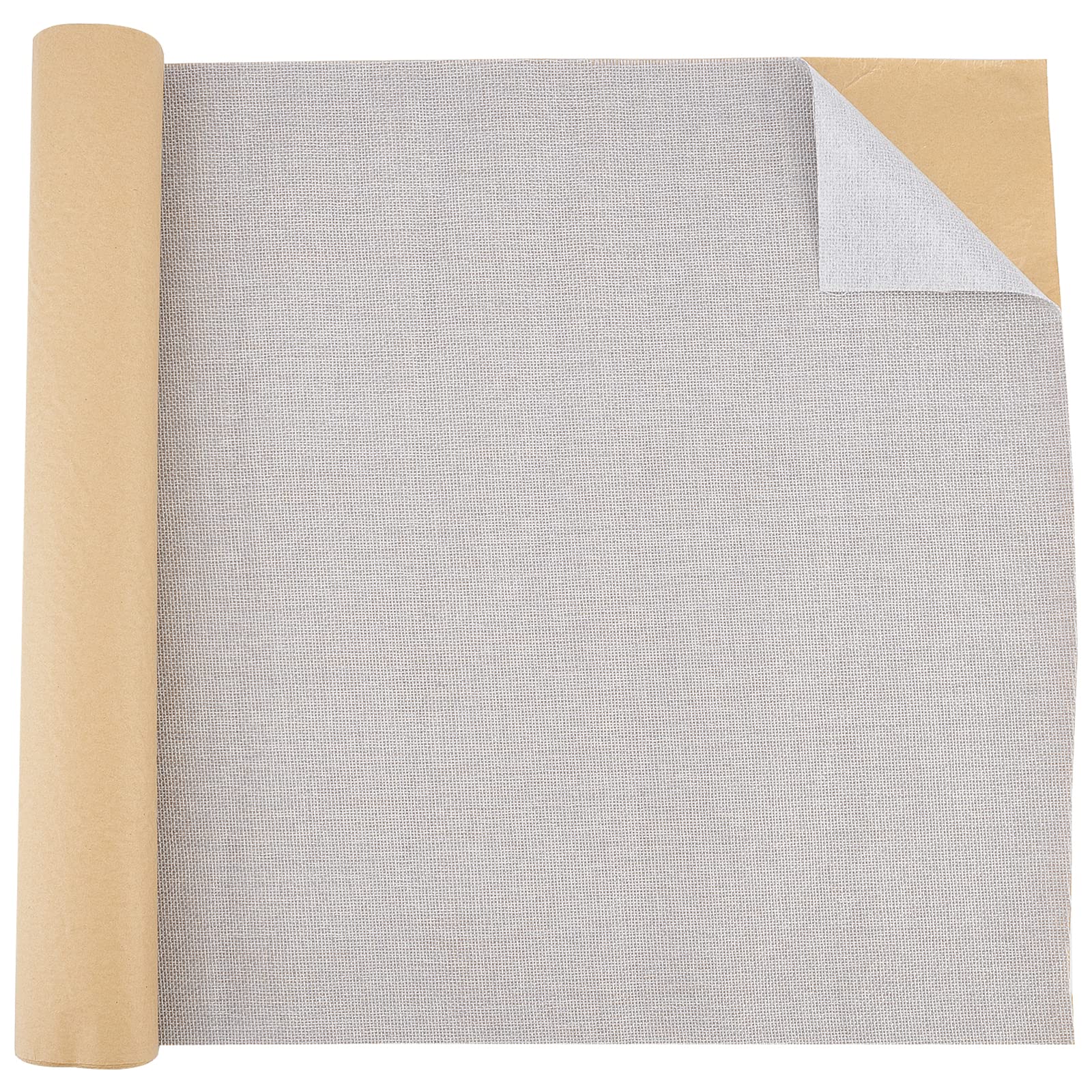 BENECREAT 40x200cm 貼るリネン 生地 補修テープ 合成リネン バッグ ソファ補修 手芸 用 無地 裁縫 無地 ハンドメイド DIY 手芸用 ライトグレー
