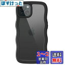 JEDirect iPhone 15 6.1インチ用 かわいい ケース 波状フレーム うねうね 耐衝撃 スマホカバー 女性用 女子向け クリア ハードPCバック (ブラック)