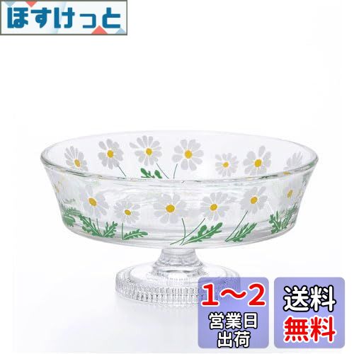 アデリア(ADERIA) アデリアレトロ 脚付きデザート グラス浅型 野ばな 225ml 化粧箱入 日本製 昭和 ガラス 食器 おしゃれ かわいい 花柄 フラワー パフェ スイーツ フルーツ お菓子 スタンド付き モダン アンティーク ヴィンテージ デザイン プレゼント ギフト 6188